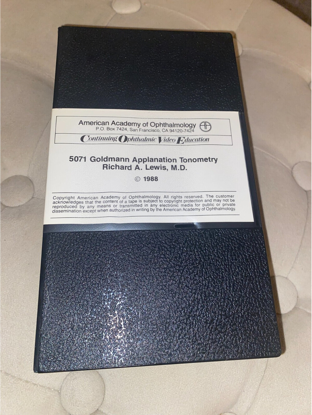 'Goldmann Applanation Tonometry' 1988 VHS - American Academy of Ophthalmology